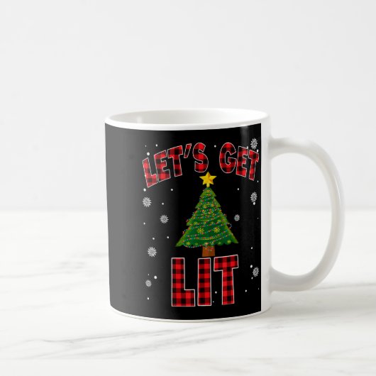Let's Get Lit Red Buffalo Plaid Christmas Pajama D Kaffeetasse (Rechts)