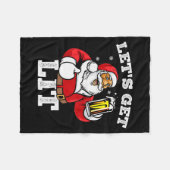 Let's Get Lit Santa Claus Drinking Beer Christmas Fleecedecke (Vorderseite (Horizontal))