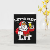 Let's Get Lit Santa Claus Drinking Beer Christmas  Karte (Gelbe Blume)