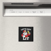 Let's Get Lit Santa Claus Drinking Beer Christmas Magnet (In Situ (Geschirrspüler))