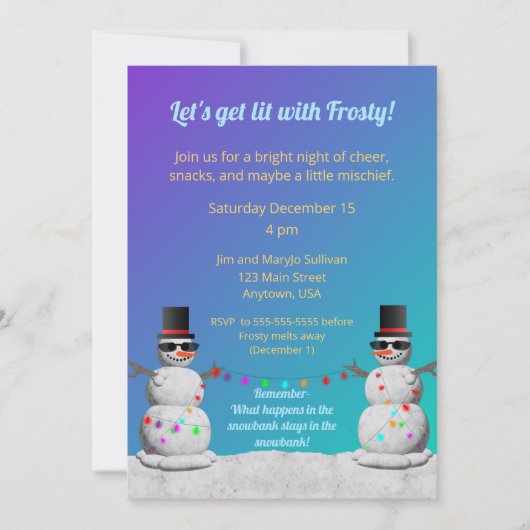 Let's Get Lit with Frosty Invitation Einladung (Vorderseite)
