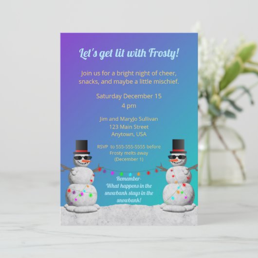 Let's Get Lit with Frosty Invitation Einladung (Stehend Vorderseite)