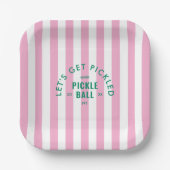 Let's Get Pickled Après Pickle Ball Pink Stripe Pappteller (Vorderseite)