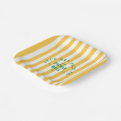 Let's Get Pickled Après Pickle Ball Yellow Stripe Pappteller (Gewinkelt)