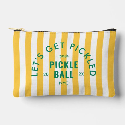 Let's Get Pickled Après Pickle Ball Yellow Stripe Zubehörtasche (Vorderseite)
