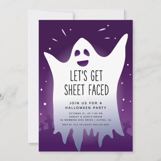 Let's Get Sheet Faced Halloween Einladung (Vorderseite)