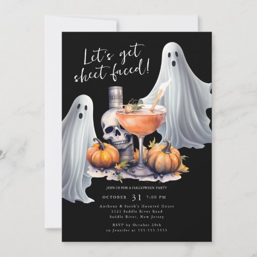 Let's Get Sheet Faced Halloween Party Einladung (Vorderseite)