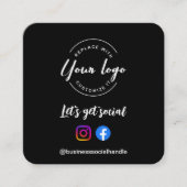 Let's Get Social Media QR Code Website Custom Logo Quadratische Visitenkarte (Vorderseite)