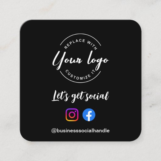 Let's Get Social Media QR Code Website Custom Logo Quadratische Visitenkarte (Vorderseite)