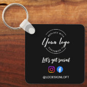 Let's Get Social Media QR Code Website Custom Logo Schlüsselanhänger (Vorderseite)