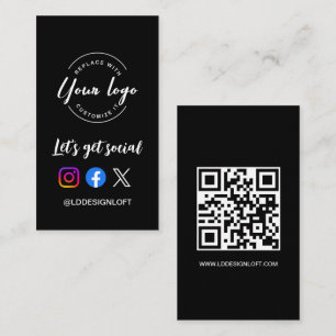 Let's Get Social Media QR Code Website Custom Logo Visitenkarte