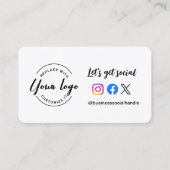 Let's Get Social Media QR Code Website Custom Logo Visitenkarte (Vorderseite)