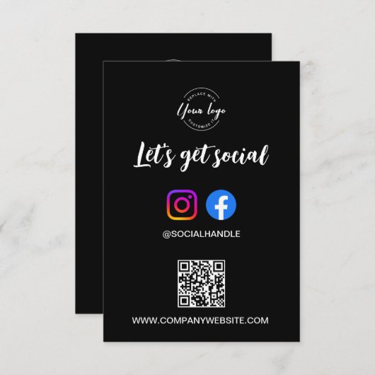 Let's Get Social Media website Custom logo QR code Einladung (Vorne/Hinten)