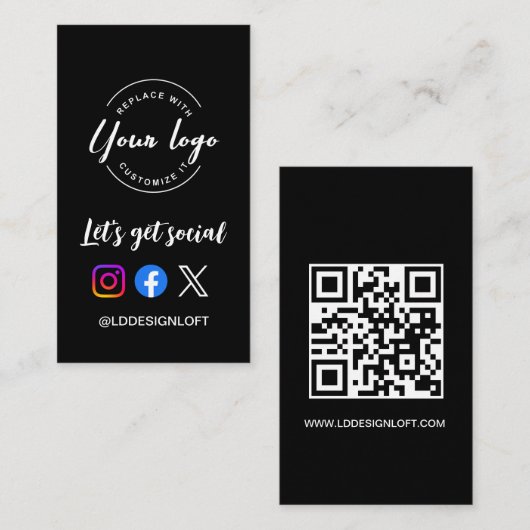 Let's Get Social Media Website Custom Logo QR-Code Visitenkarte (Vorne/Hinten)