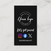 Let's Get Social Media Website Custom Logo QR-Code Visitenkarte (Vorderseite)