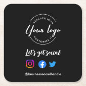 Let's Get Social Media Website Custom-Logo Rechteckiger Pappuntersetzer (Vorderseite)