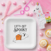 "Let's Get Spooky" Ghost Retro Gothic Typografie Pappteller (Party)