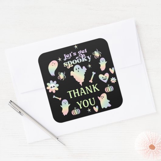 Let's Get Spooky,Halloween party Quadratischer Aufkleber (Umschlag)