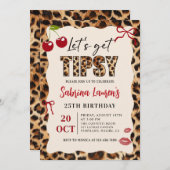 Let's get Tipsy Leopard Cheetah Birthday Einladung (Vorne/Hinten)