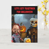 Let's get together for Halloween. Karte (Gelbe Blume)