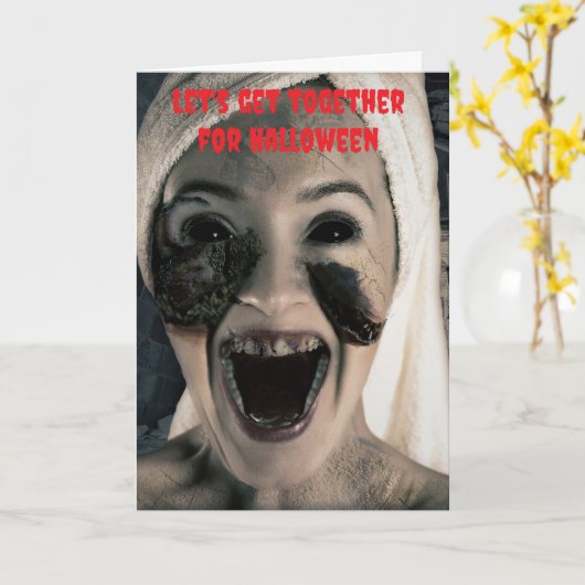 Let's get together for Halloween. Karte (Gelbe Blume)