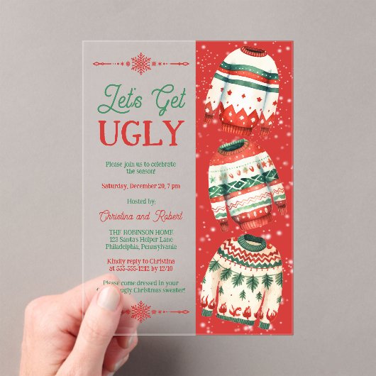 Let's Get Ugly Christmas Sweater Party Acryleinladungen (Insitu (Handheld))