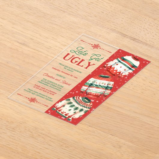 Let's Get Ugly Christmas Sweater Party Acryleinladungen (Ablage )