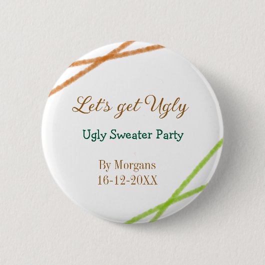 Let's get ugly Christmas ugly sweater Partyorange Button (Vorderseite)