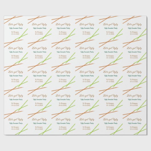 Let's get ugly Christmas ugly sweater Partyorange Geschenkpapier (Flach)