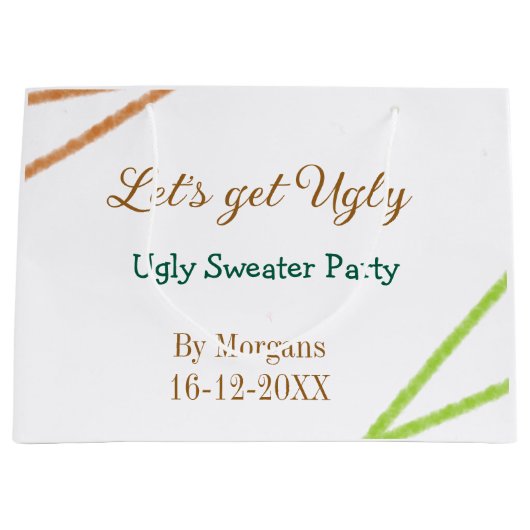 Let's get ugly Christmas ugly sweater Partyorange Große Geschenktüte (Vorderseite)