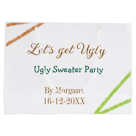 Let's get ugly Christmas ugly sweater Partyorange  Große Geschenktüte (Rückseite)