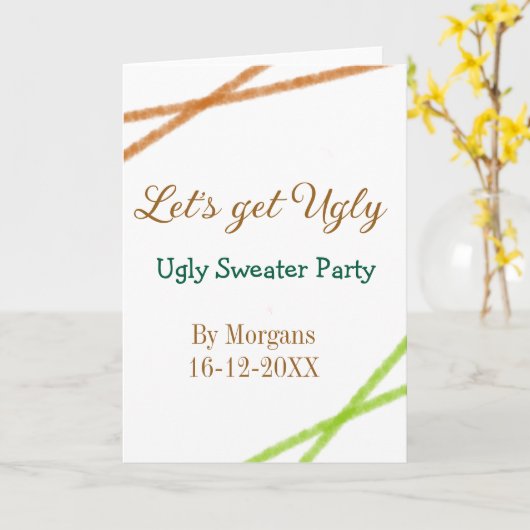 Let's get ugly Christmas ugly sweater Partyorange  Karte (Gelbe Blume)
