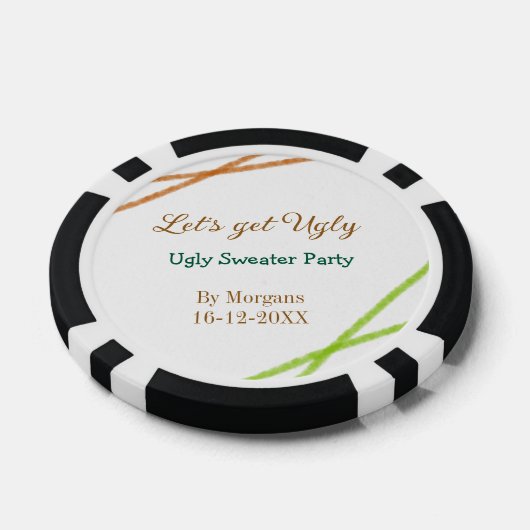 Let's get ugly Christmas ugly sweater Partyorange  Pokerchips (Einzeln)