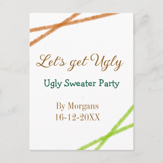 Let's get ugly Christmas ugly sweater Partyorange Postkarte (Vorderseite)
