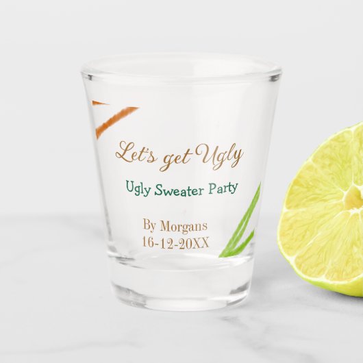 Let's get ugly Christmas ugly sweater Partyorange Schnapsglas (Vorderseite)