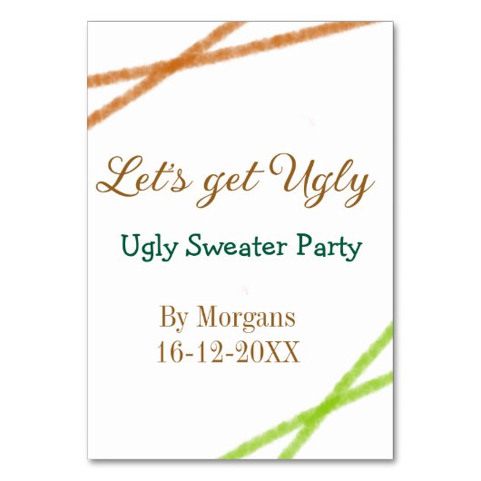 Let's get ugly Christmas ugly sweater Partyorange Tischnummer (Vorderseite)