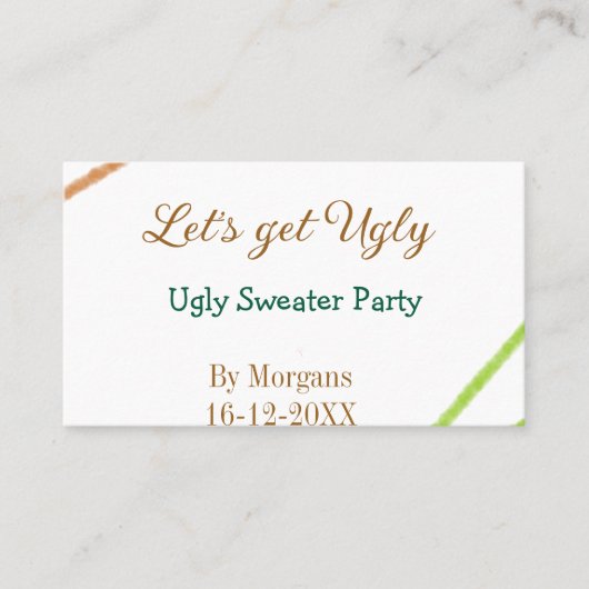 Let's get ugly Christmas ugly sweater Partyorange Visitenkarte (Vorderseite)