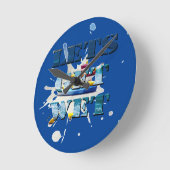 Lets Get Wet On Beach, Wall Clock Runde Wanduhr (Winkel)