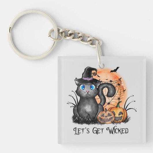 Let's Get Wicked | Black Witch Cat Schlüsselanhänger (Vorderseite)