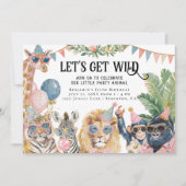 Let's Get Wild Jungle Animals Birthday Einladung (Vorderseite)