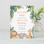 Lets Get Wild Safari Jungle Animals Birthday Einladung (Stehend Vorderseite)