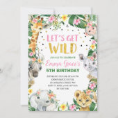 Let's Get Wild Safari Jungle Birthday Invitation  Einladung (Vorderseite)