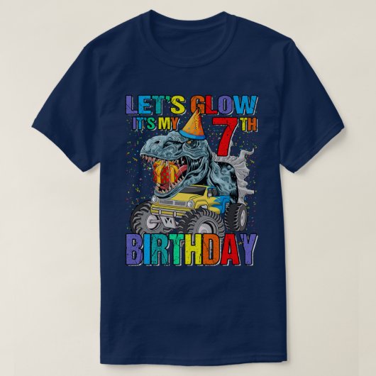 Let's Glow Party It's My 7th Birthday Monster Truc T-Shirt (Design vorne)