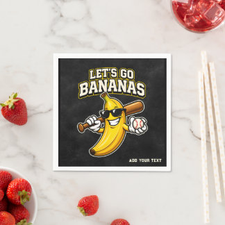 Lets Go Bananas Retro Baseball Banana Funny Serviette