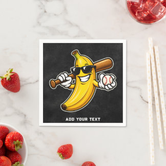 Lets Go Bananas Retro Baseball Banana Funny Serviette