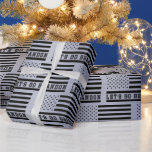 Let's Go Brandon American Flag Geschenkpapier<br><div class="desc">Let's Go Brandon! American Flag stars and stripes in black on a digital brushed silver gray background. Funny,  humorous gift wrap for the Trump fan or supporter in your life! Works for any gift occasion throughout the year,  whether it's birthday,  Christmas,  Father's Day or anytime.</div>