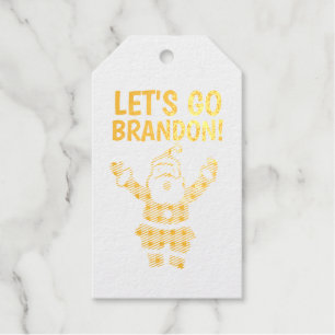 LET'S GO BRANDON SANTA GOLD FOIL GIFT TAGS GESCHENKANHÄNGER