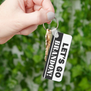 "Let's Go Brandon" Schwarz-Weiß Rechteckiges Metal Schlüsselanhänger