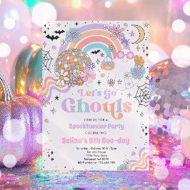 Let's Go Ghouls Halloween Cute Pink Ghost Birthday Einladung