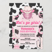 Let's Go Girls Cowgirl Rodeo Disco Einladung (Vorne/Hinten)
